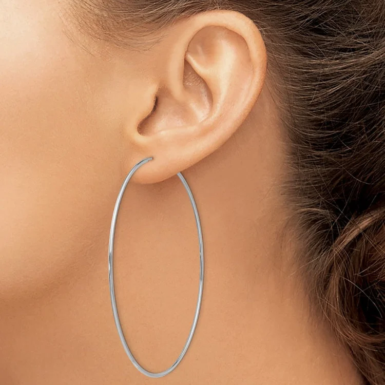 Trendy Earrings With Mixed Materials-14k White Gold Polished Endless Tube Hoop Earrings