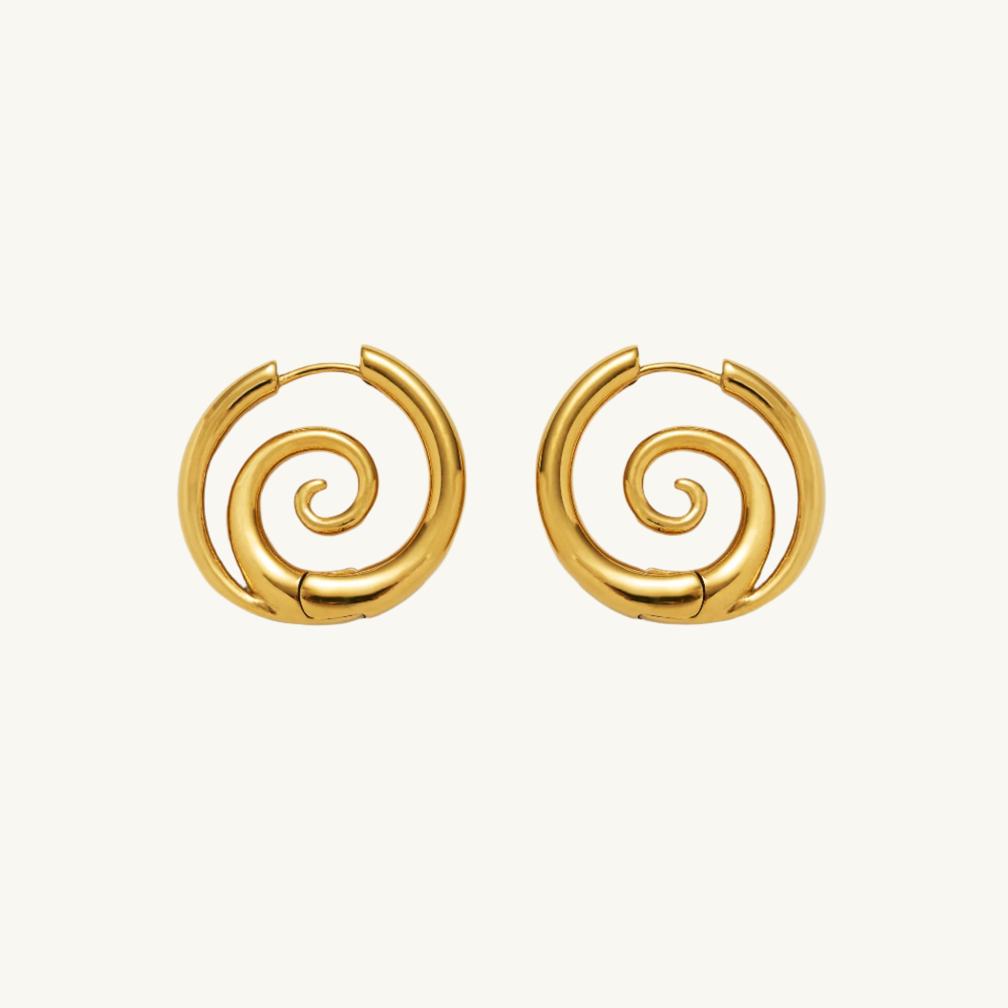 Vintage Pearl Earrings For Weddings-Spiral Serenity Gold Hoops Earrings