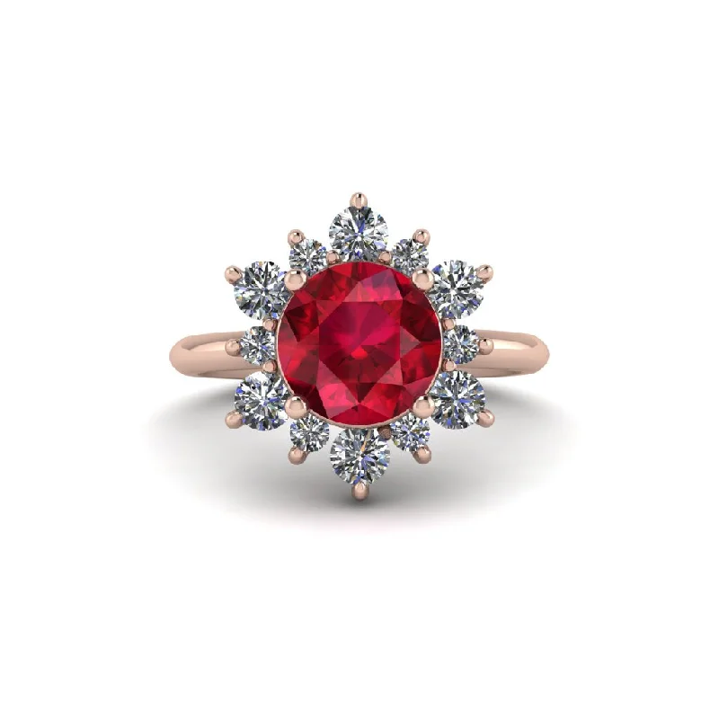 Sparkling Custom Rings For Special Occasions-Vintage Ruby Snowflake Engagement Ring - Priscilla No. 11