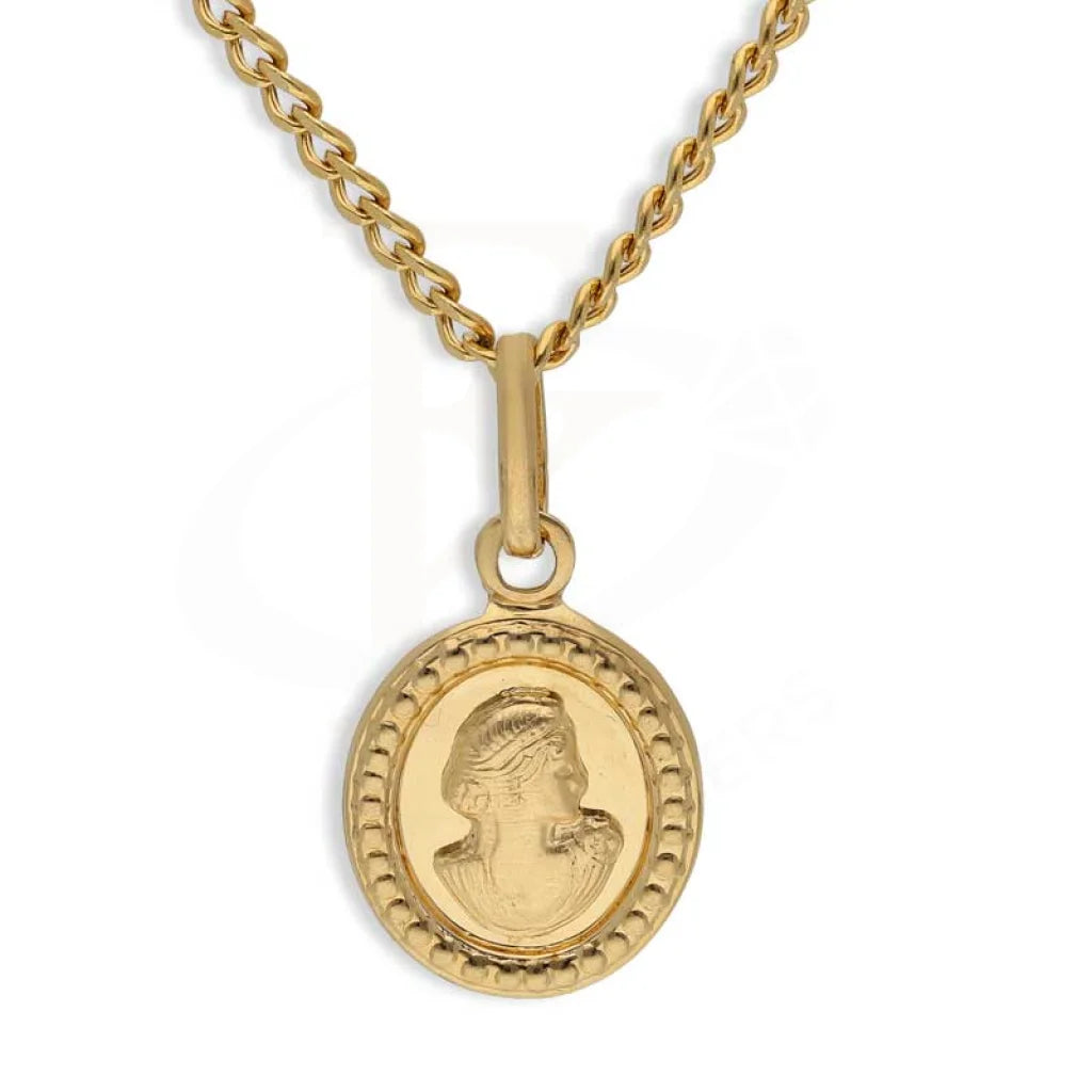 Personalized Family Necklace For Mothers-Gold Necklace (Chain With Queen Oval Shaped Pendant) 18KT - FKJNKL18K2993