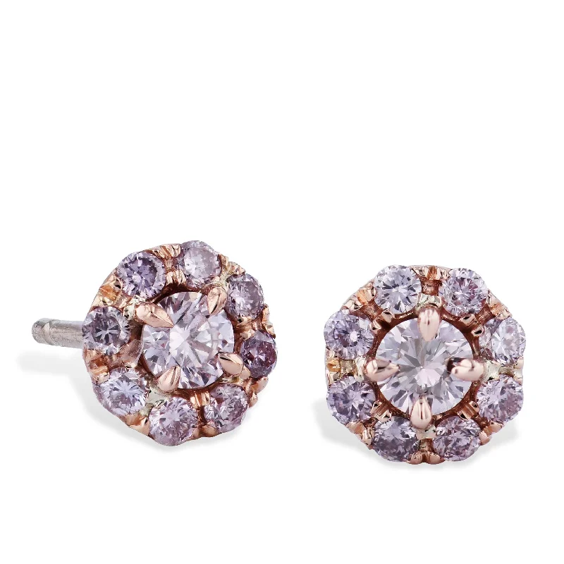 Elegant Gold Earrings For Special Occasions-0.60 Carat Pink Diamond Stud Earrings