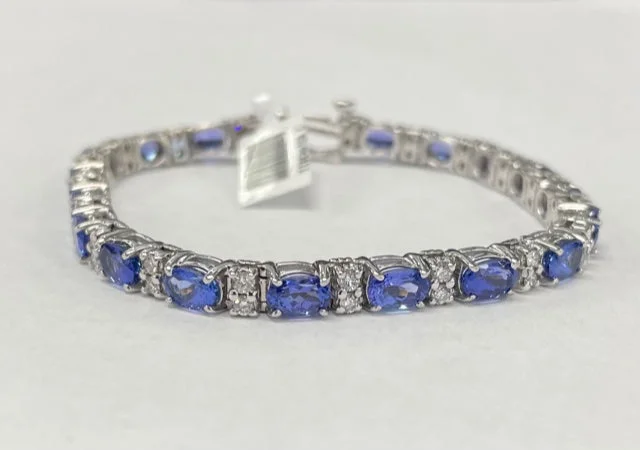 Beaded Friendship Bracelets For Groups-18KT White Gold Daimond & Tanzanite Bracelet