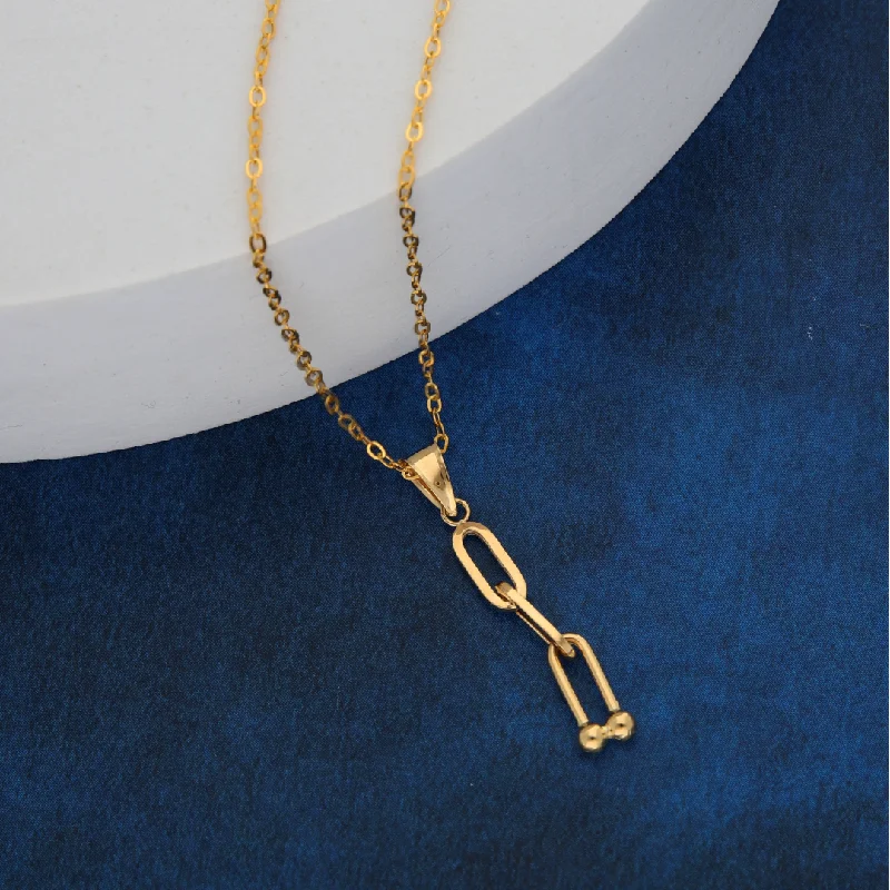 Handcrafted Gemstone Necklace For Special Occasions-Gold Necklace (Chain with Paper Clips Pendant) 18KT - FKJNKL18K9167