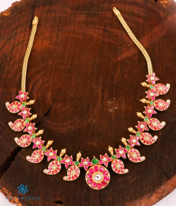 Trendy Layered Necklace For Fashionistas-The Rohini Silver Kundan-Jadau Mango Necklace