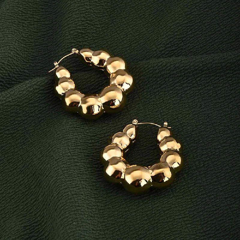 Handmade Gold Earrings For Brides-Golden Bubble Hoop Earrings