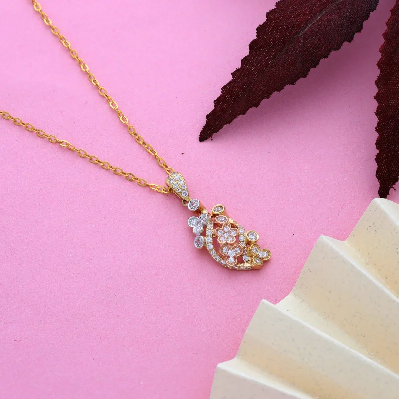 Unique Chain Necklace For Fashionistas-Gold Necklace (Chain with Classic Flower Pendant) 18KT - FKJNKL18K9175