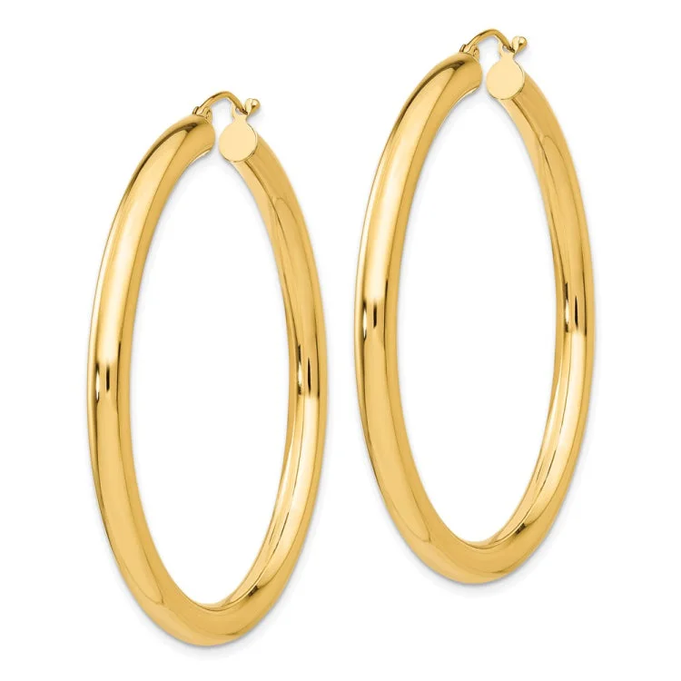 Minimalist Earrings With Pearls For Day Wear-14K Polished 4mm Lightweight Tube Hoop Earrings