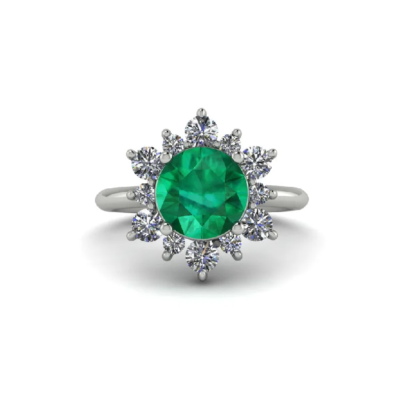 Simple Titanium Engagement Rings For Special Occasions-Vintage Emerald Snowflake Engagement Ring - Priscilla No. 6