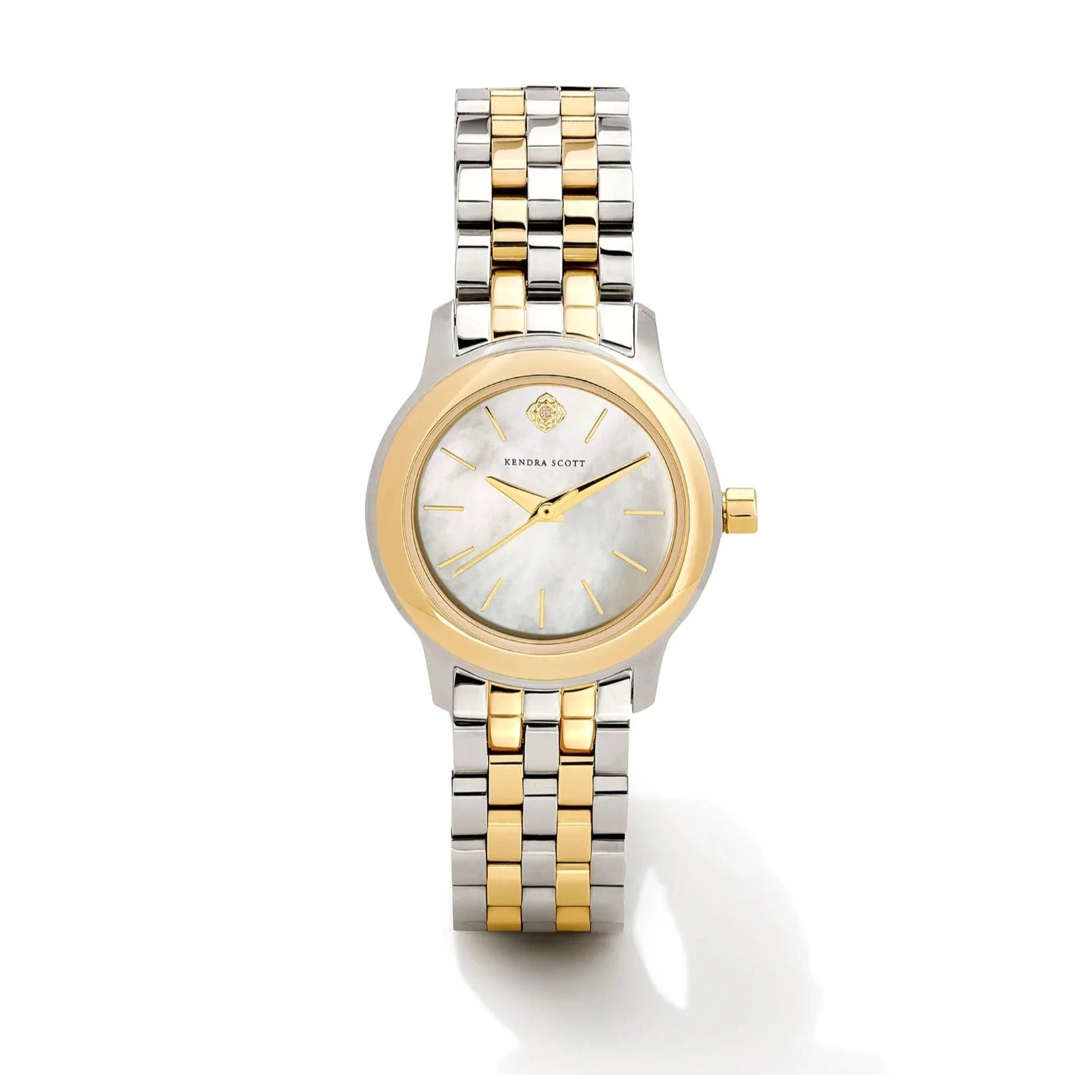 Classic Watches With Stainless Steel Cases-Kendra Scott | Alex Two Tone Stainless Steel 28mm Watch in Ivory Mother-of-Pearl