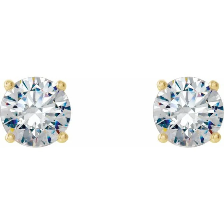 Colorful Earrings With Mixed Gemstones For Bold Style-14K Yellow 2 CTW Lab-Grown Diamond 4-Prong Stud Earrings