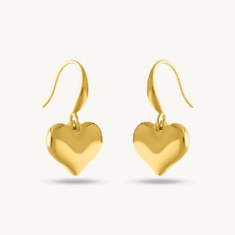 Handmade Earrings For Bridesmaids-Dangling Heart Earrings