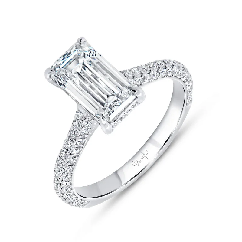 Custom Gold Rings For Engagement Day-Uneek Timeless Collection Under-Halo Emerald Cut Diamond Engagement Ring