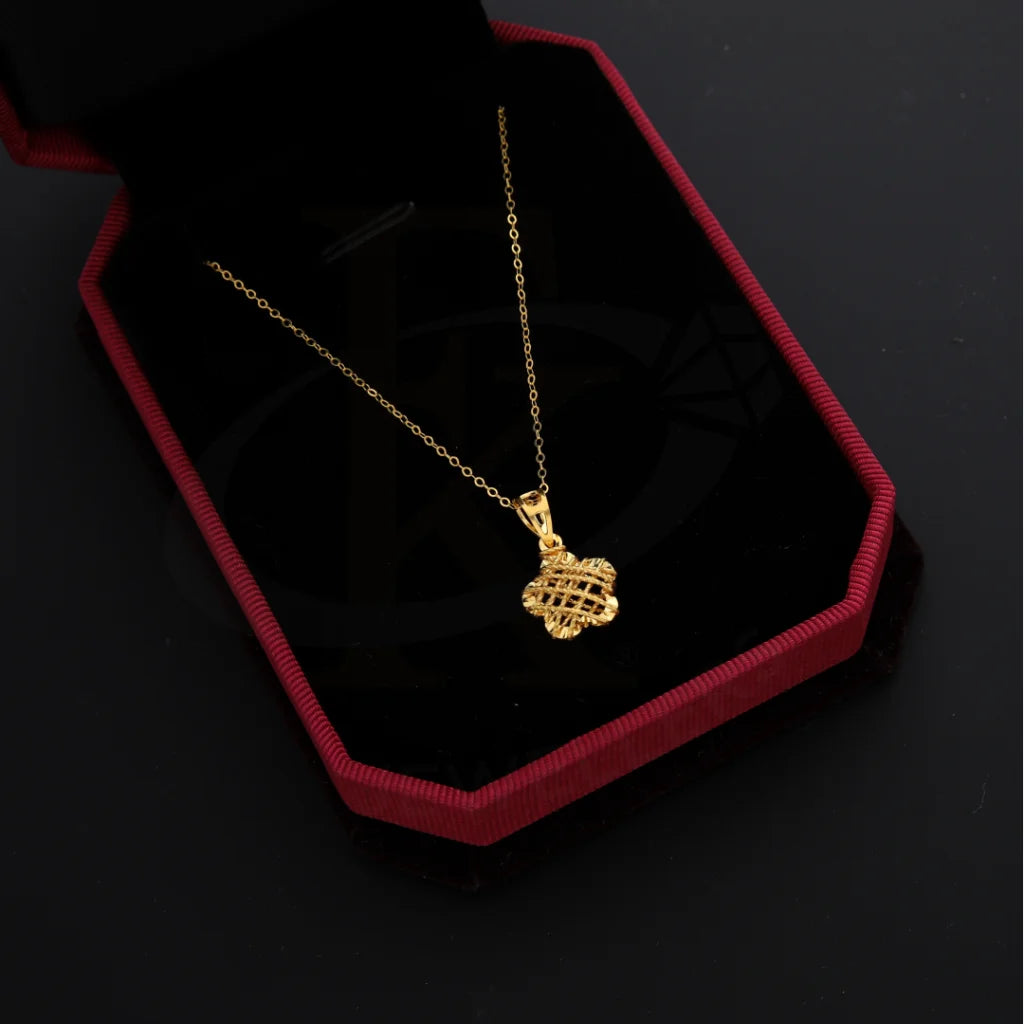 Simple Gold Pendant Necklace For Special Gifts-Gold Necklace (Chain with Flower Pendant) 21KT - FKJNKL21KM8679