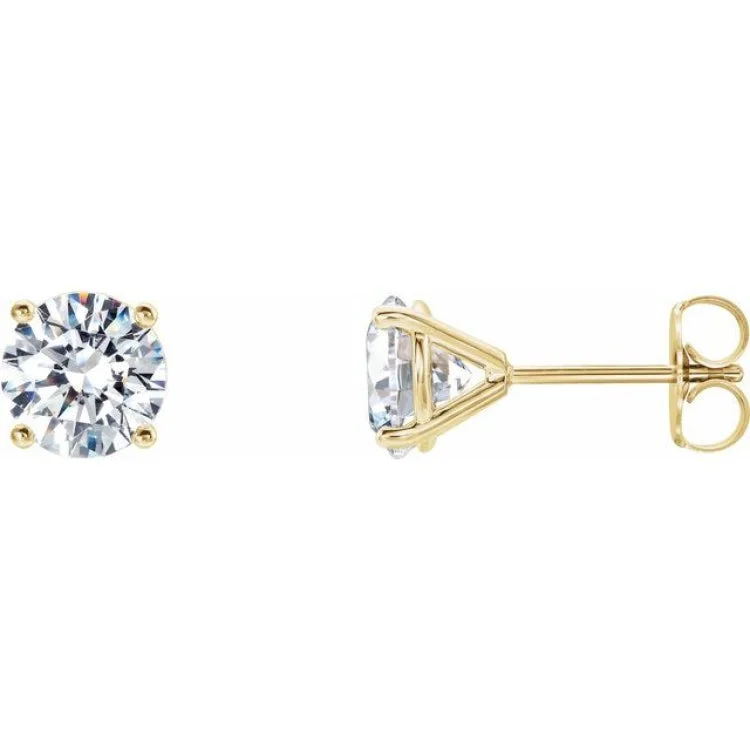 Trendy Pearl Earrings For Casual Outfits-14K Yellow 1 CTW Lab-Grown Diamond 4-Prong Stud Earrings