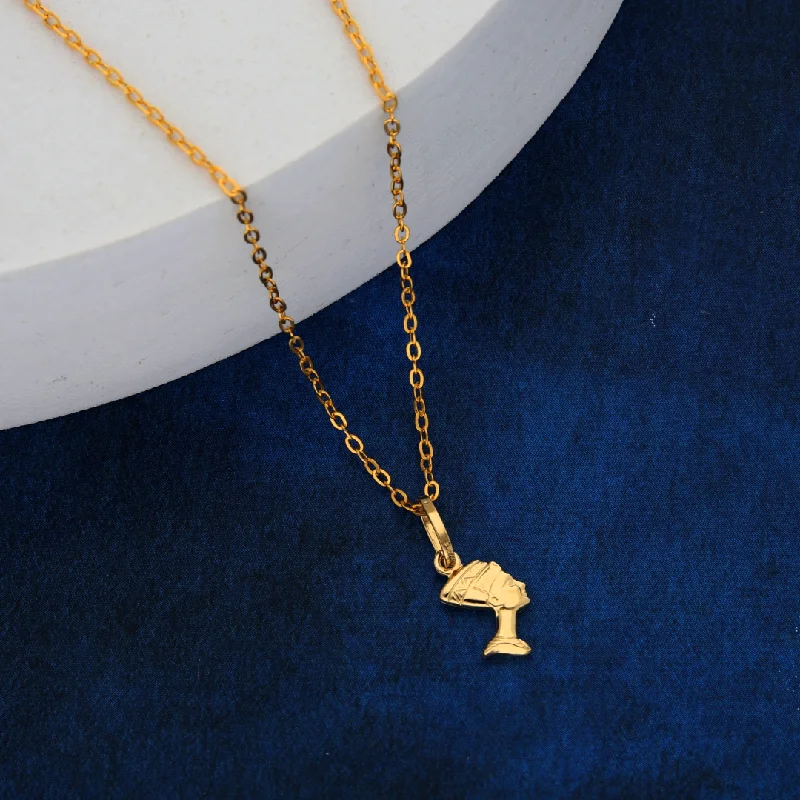 Simple Gold Necklace For Fashionistas-Gold Necklace (Chain with Egyptian Queen Pendant) 18KT - FKJNKL18K9171