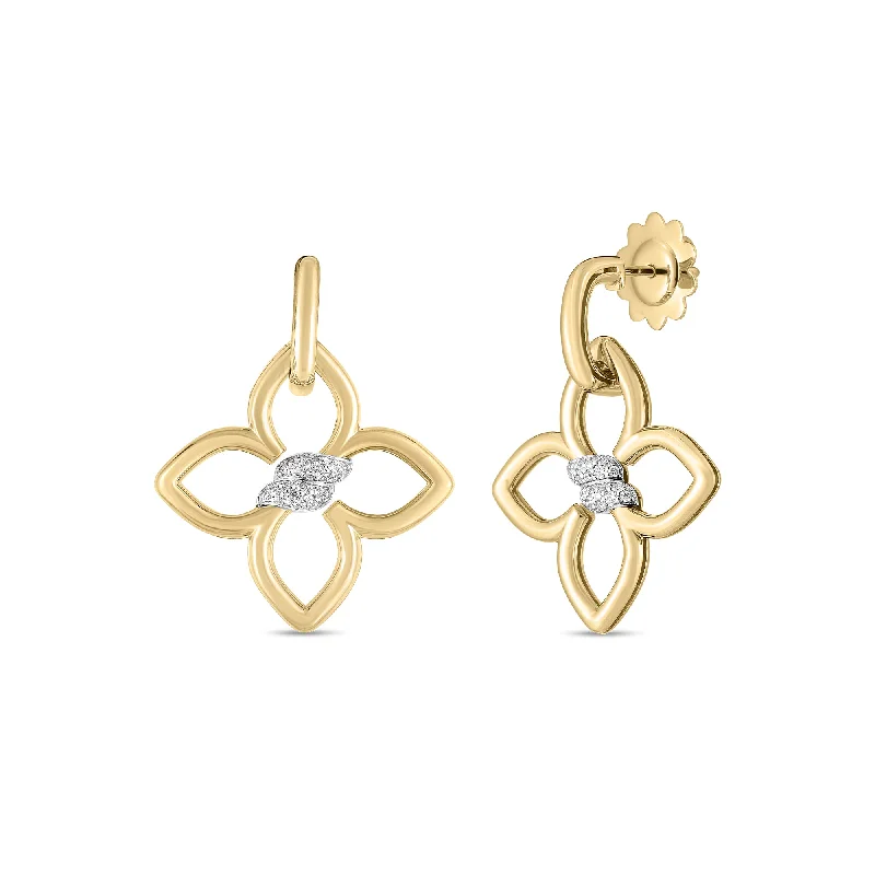 Sparkly Gemstone Earrings For Formal Events-18kt Yellow/White Gold Cialoma Diamond Flower Drop Earrings