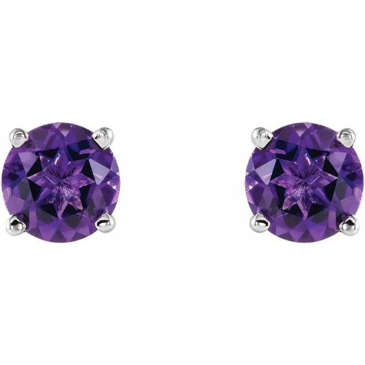 Elegant Drop Earrings For Formal Wear-14K White 5 mm Natural Amethyst Stud Earrings