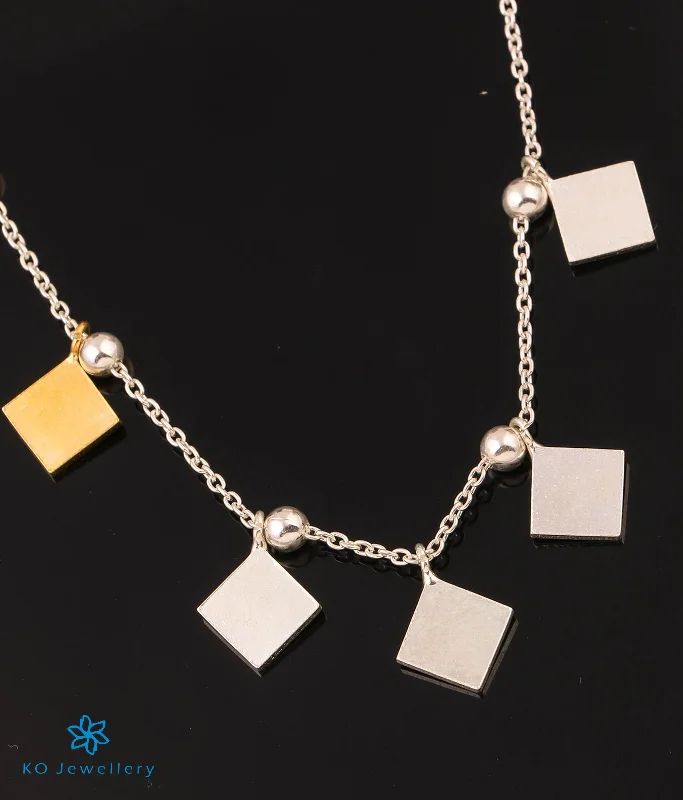 Trendy Pendant Necklace For Casual Look-The Squared Out Silver Necklace (2 tone)