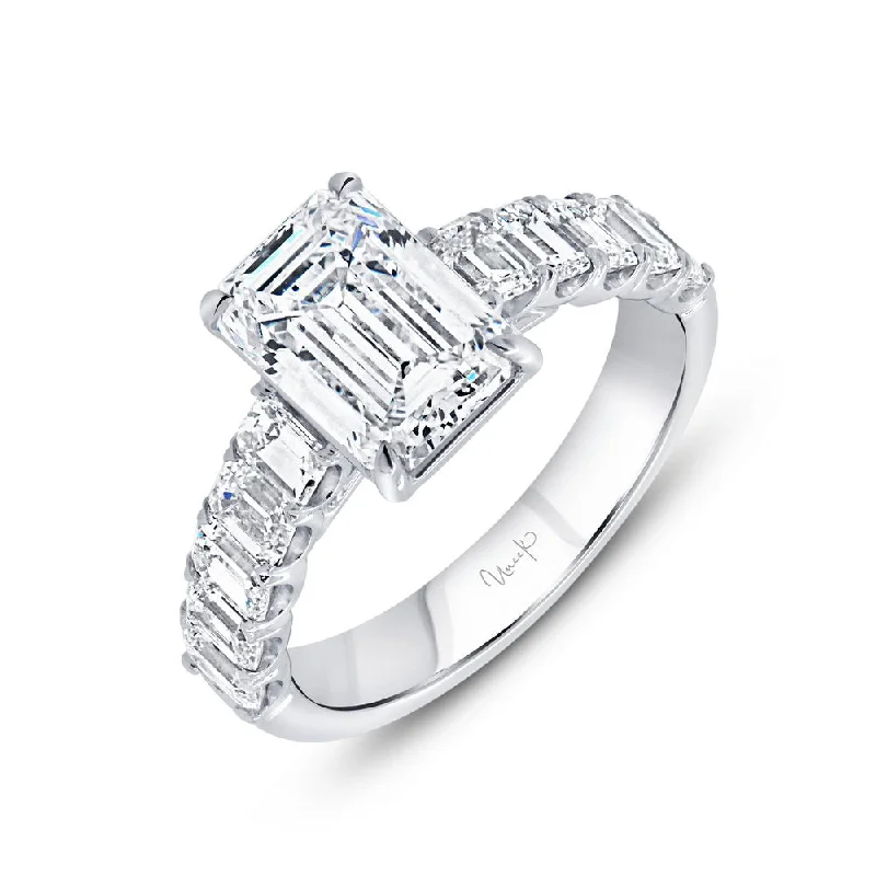 Personalized Titanium Rings For Bridesmaids-Uneek Signature Collection Emerald Cut Diamond Ring