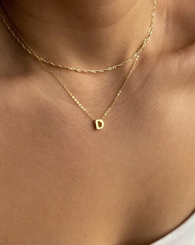 Simple Gold Necklace For Casual Wear-D - Alphabet Necklace