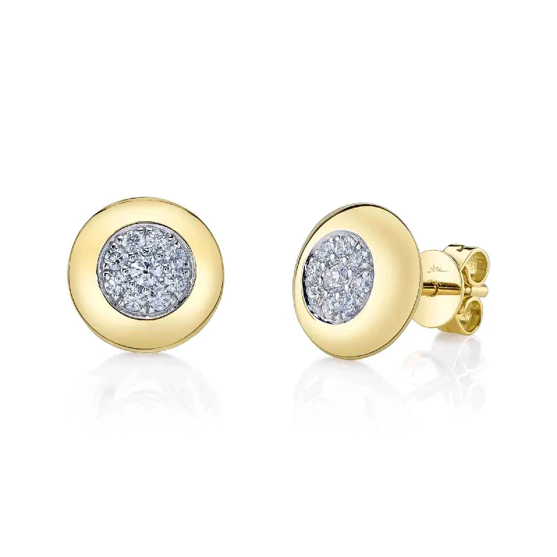 Luxury Drop Earrings With Gemstones-0.28ct TW Pave Set diamonds/ 14kt. Yellow gold Diamond Cluster Earrings