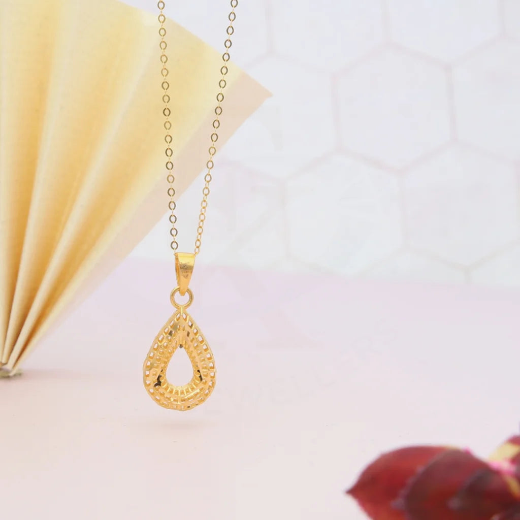 Personalized Birthstone Necklace For Wedding Gifts-Gold Necklace (Chain with Pear Shaped Pendant) 21KT - FKJNKL21KM8042