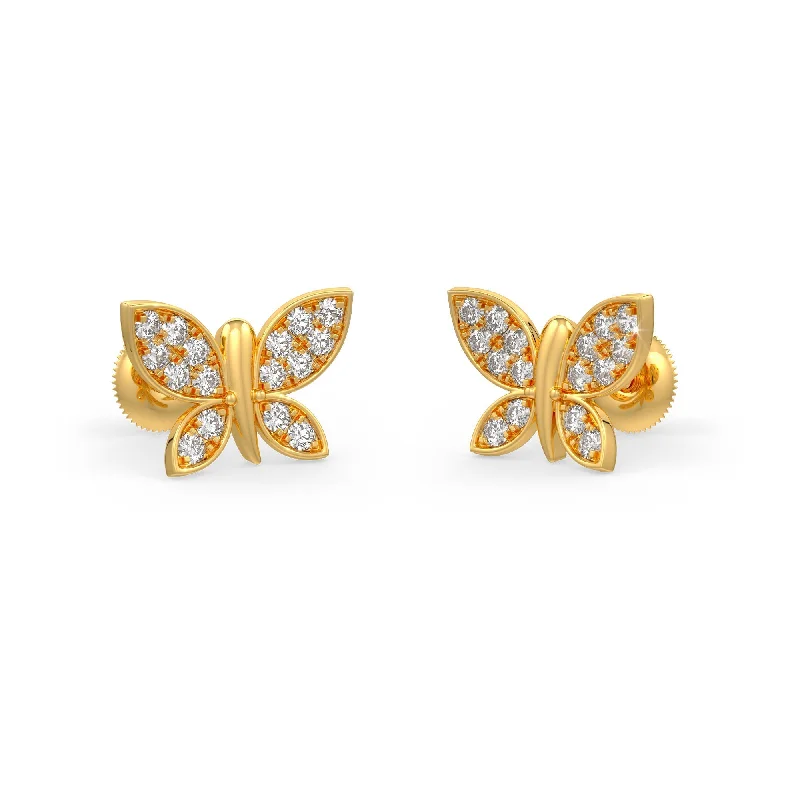 Crystal Stud Earrings For Elegant Look-Beaming Butterflies Earrings