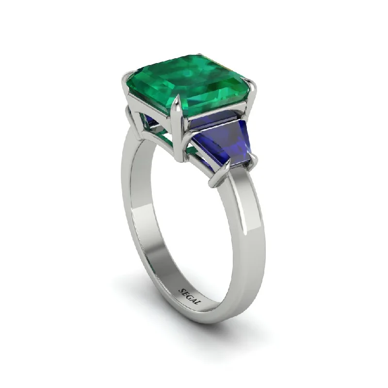 Elegant Sapphire Engagement Rings For Brides-Three Stone Emerald Engagement Ring - Bethany No. 66