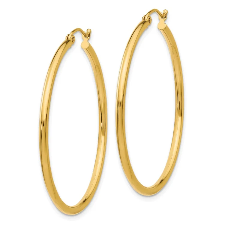 Elegant Earrings With Swarovski Crystals-14k Polished 2x40mm Lightweight Tube Hoop Earrings