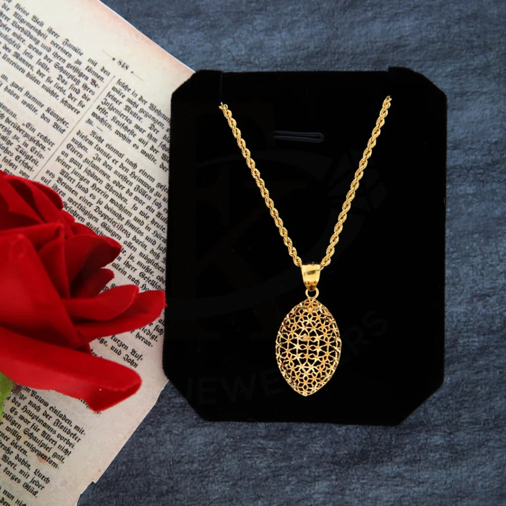 Trendy Name Necklace For Bridesmaids-Gold Necklace (Chain with Eye Shaped Pendant) 21KT - FKJNKL21KM8375