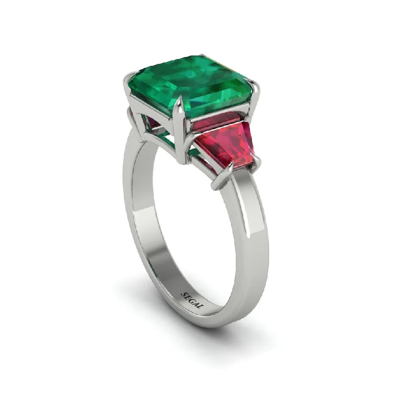 Elegant Custom Engagement Rings For Special Gifts-Three Stone Emerald Engagement Ring - Bethany No. 51