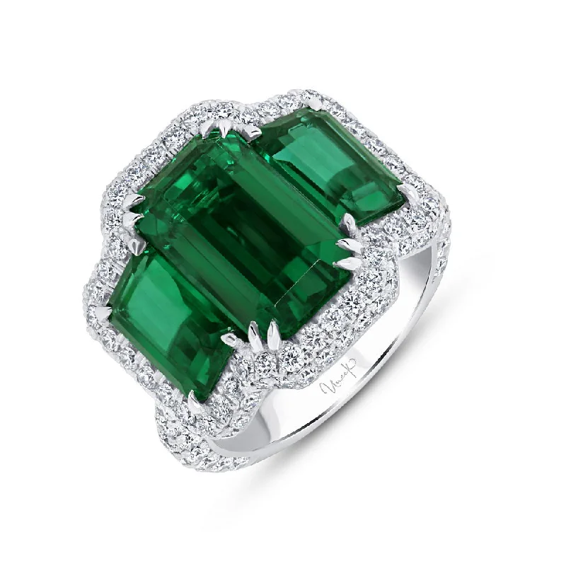 Elegant Gemstone Wedding Rings For Special Gifts-Uneek Precious Collection Emerald Cut Emerald Engagement Ring