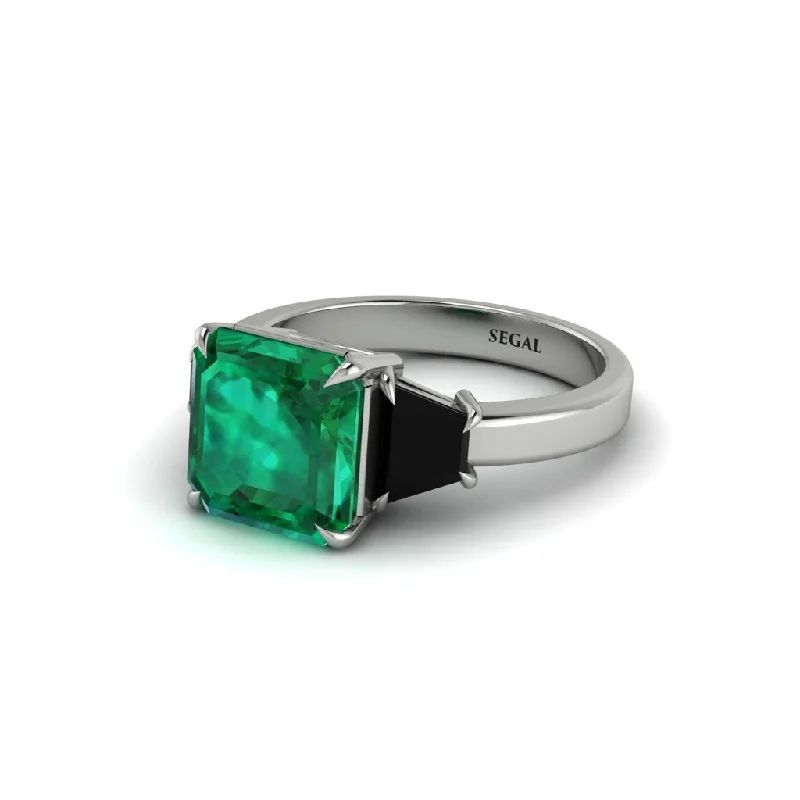 Elegant Gold Wedding Bands For Brides-Three Stone Emerald Engagement Ring - Bethany No. 36