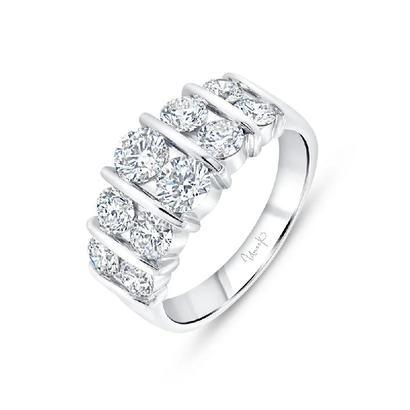 Elegant Diamond Wedding Rings For Bridesmaids-Uneek Signature Collection 2-Row Round Diamond Fashion Ring