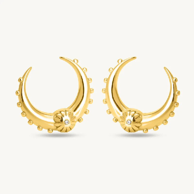 Lightweight Earrings For Comfortable Wear-Crescent Moon Charms Stud Earrings