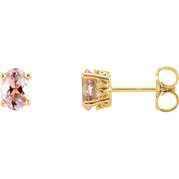 Boho Chic Earrings For Stylish Look-14K Yellow Natural Pink Morganite Earrings