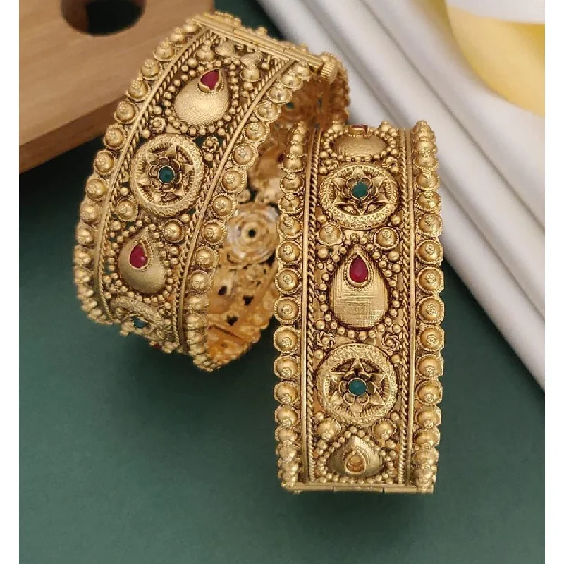 Elegant Custom Wedding Bangles For Bridesmaids Fashion-Akruti Collection Gold Plated Pota Stone Openable Kada