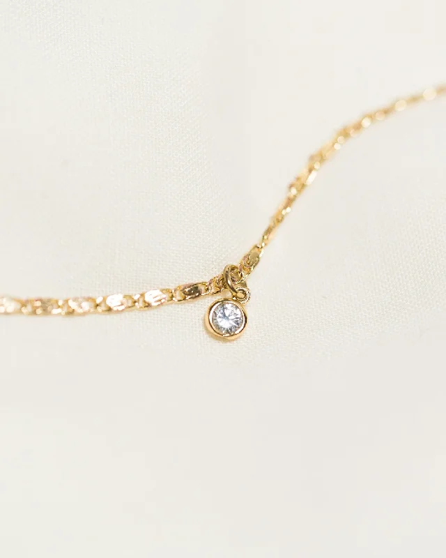 Handmade Pearl Necklace For Bridesmaids-Solitaire CZ Necklace