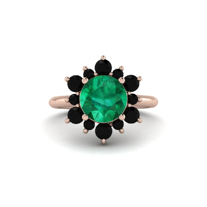 Elegant Gold Rings For Wedding Day-Vintage Emerald Snowflake Engagement Ring - Priscilla No. 35