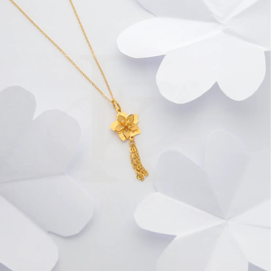 Personalized Initial Necklace For Custom Style-Gold Necklace (Chain with Floral Style Pendant) 21KT - FKJNKL21KM8436