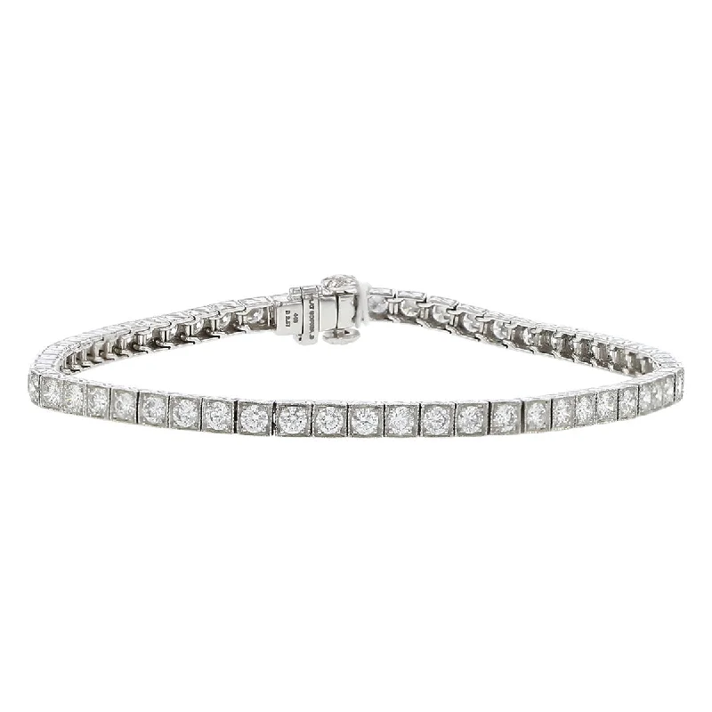 Bohemian Style Adjustable Bracelets-Platinum 2.57-Carat Diamond Box Tennis Bracelet