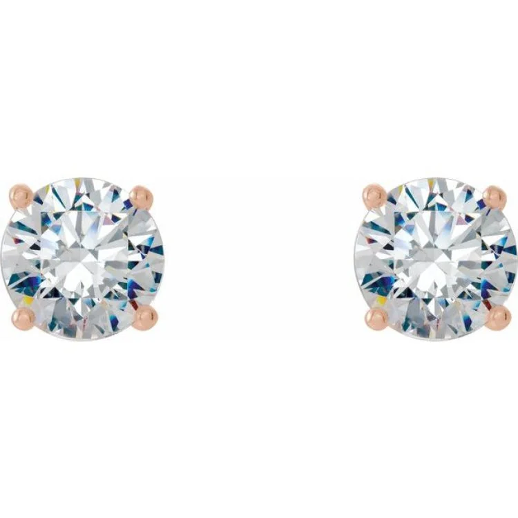 Silver Earrings With Gems For Day Wear-14K Rose 1 1/2 CTW Lab-Grown Diamond 4-Prong Stud Earrings