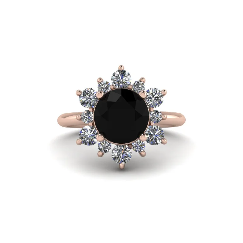 Custom Gold Rings For Engagement Day-Vintage Black Diamond Snowflake Engagement Ring - Priscilla No. 8