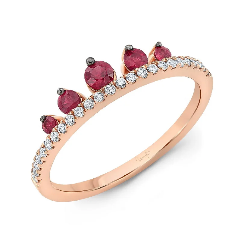 Custom Diamond Rings For Wedding Day-Uneek Precious Collection Round Ruby Fashion Ring