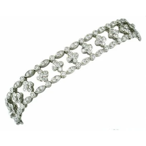 Dainty Gold Bracelets For Layering-Platinum Diamond Ladder Bracelet