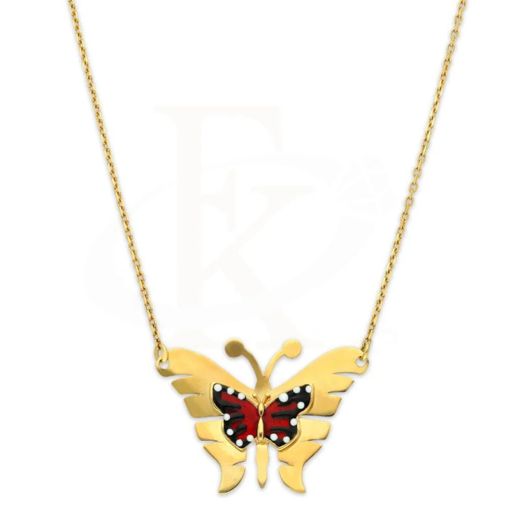 Classic Pendant Necklace For Formal Wear-Gold Butterfly Necklace 18KT - FKJNKL18K3046