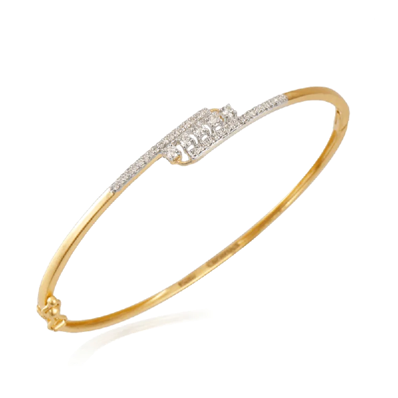 Trendy Wedding Bangles For Bridesmaids With Birthstones-18KT (750) Yellow Gold And Diamond Bangle For Women