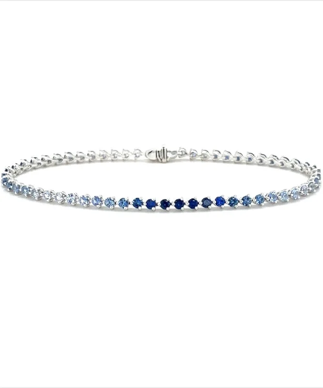 Unique Wire Bracelets For Fashion-Blue Sapphire Line Bracelet 238-JSA