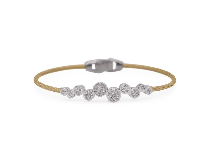 Men’s Stone And Leather Bracelets-ALOR Yellow Cable Bubble Bracelet with 18kt Gold & Diamonds