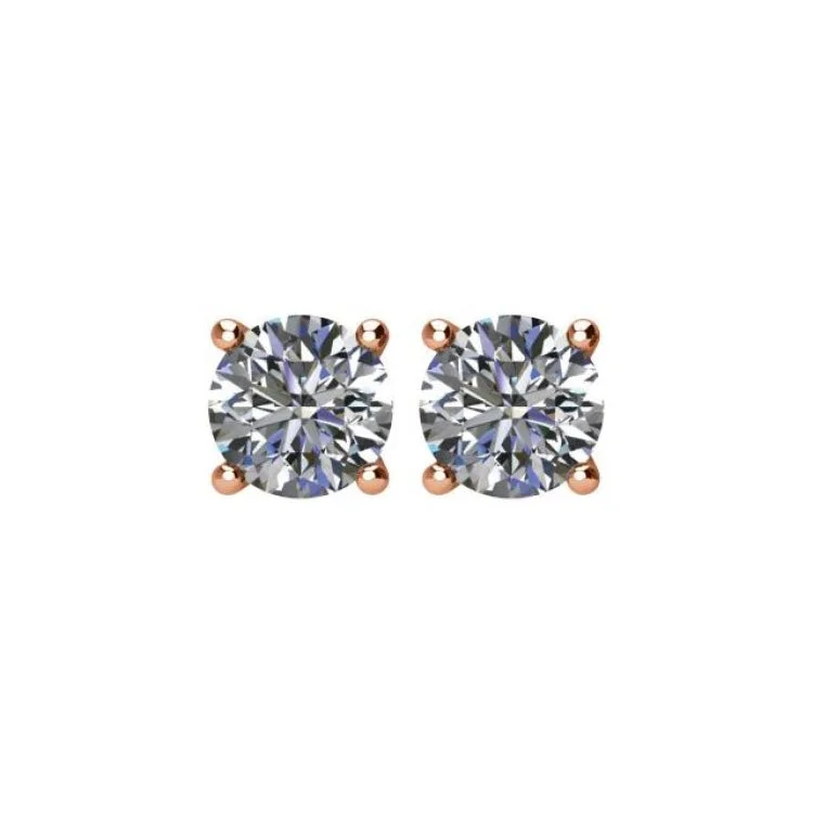 Vintage-Inspired Drop Earrings For Special Events-14K Rose 1 CTW Natural Diamond Stud Earrings